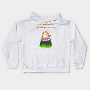 Wishing You A Happy Halloween Witch’s Brew Sloth Kids Hoodie